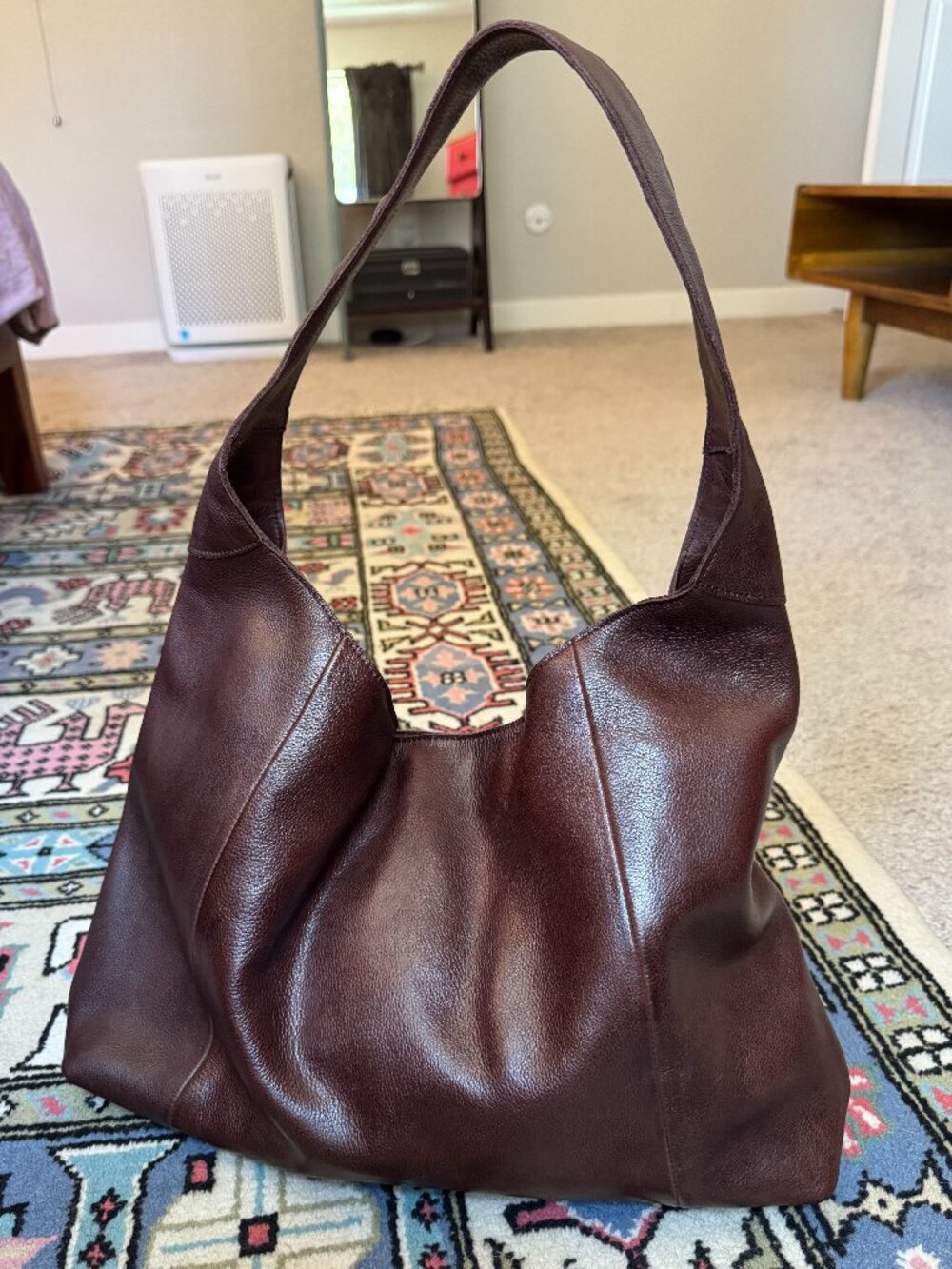 Latico Leathers Petite Lindsey Leather Shoulder Bag in brown Slouchy Hobo Tote